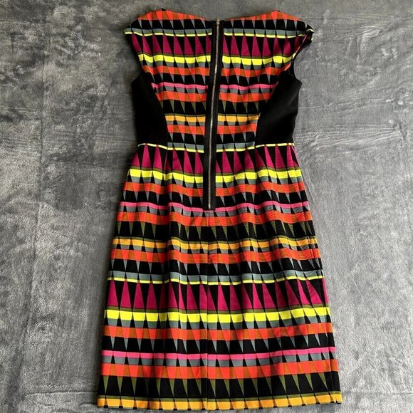 Maggy L Womens Dress Sz 6 Sheath Multi Colored Artsy Art to Wear Geometric Londo - Picture 10 of 11